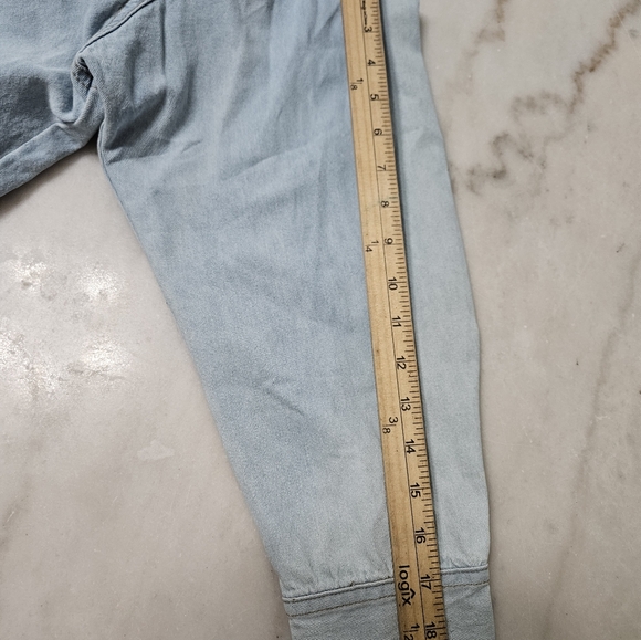 NWT Look Light Wash Blue Denim Jacket Distressed Button Down, Size 2X - Picture 6 of 9